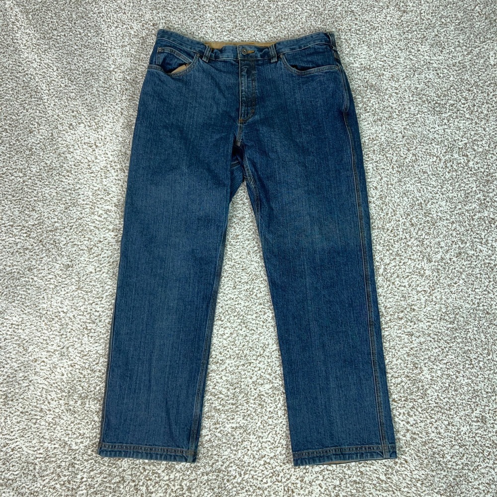 Duluth Trading Jeans Mens 36x30 Blue Flex Ballroom Relaxed Workwear Denim Heavy
